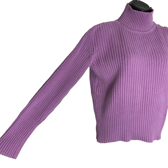 Vtg J Jill Sweater Womens S Purple Ribbed Knit Long Sleeve Pullover Mock Neck - Picture 7 of 10